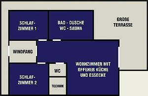 Grundriss-Skizze Chalet - luxuriöser Urlaub in Bayern